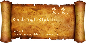 Korányi Klotild névjegykártya